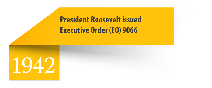 1942 President Roosevelt issued Executive Order (EO) 9066 1942 President Roosevelt issued Executive Order (EO) 9066